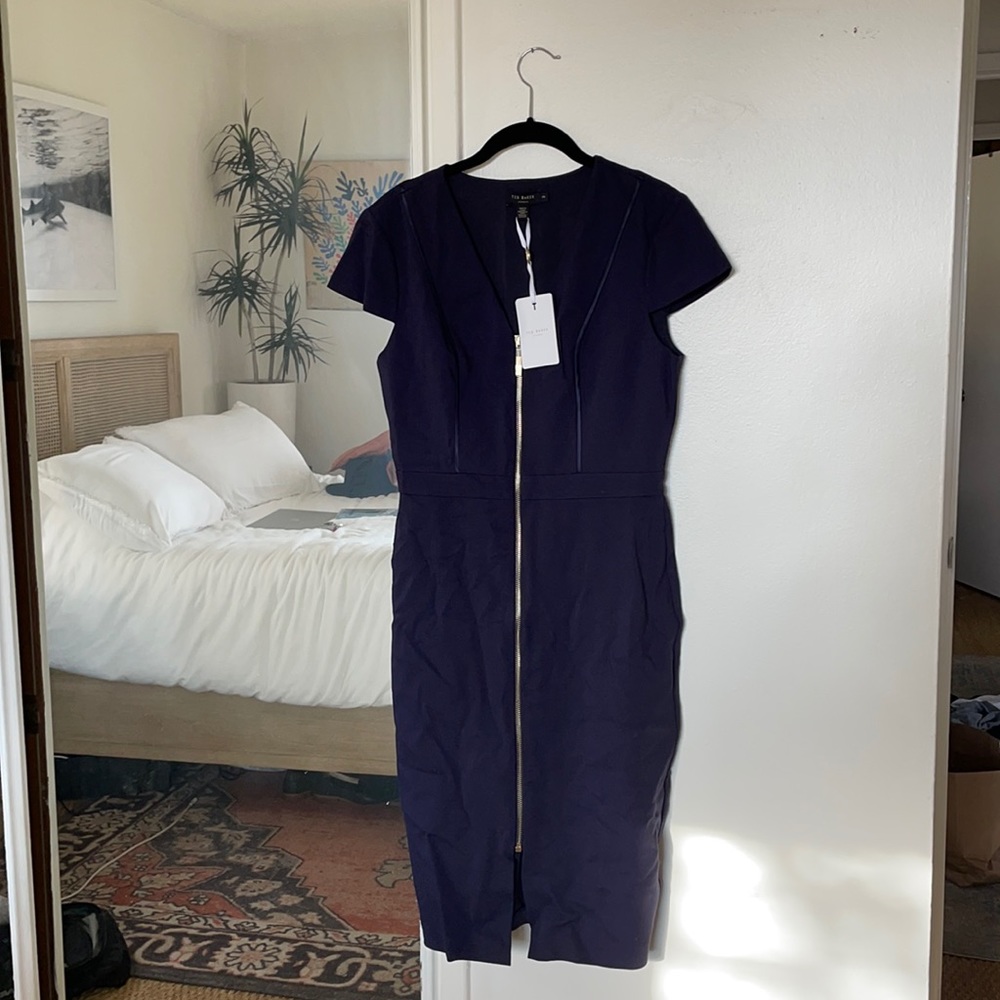 Ted baker Cyanthe Piped Zip Front Sheath Dress size 3